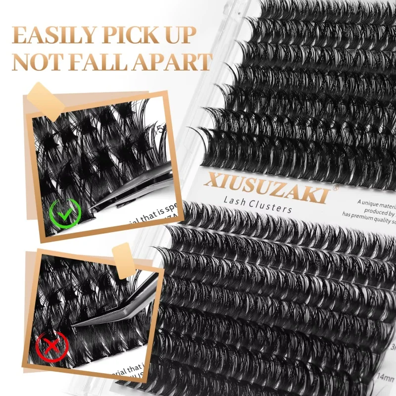 XIUSUZAKI 280 Uds DIY mezcla Kit de pestañas en racimo 30D/40D 60D/80 Unión y sello de pestañas para extensiones de pestañas herramientas de maquillaje autoinjerto