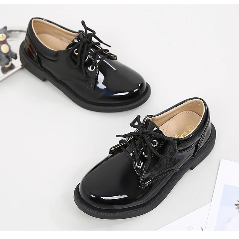 2022 New all seasons boys leather shoes Can be worn with suits handsome British style patent leather shoes for 7-12 years old