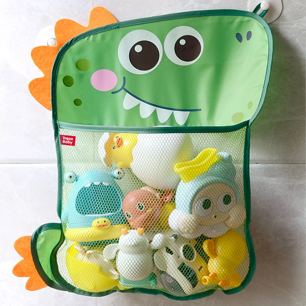 Dinosaur Animal Baby Bath Toys Organizer Kids Tidy Storage Suction Bathroom Bathtub Doll Hanging Bag Basket Mesh Bag Water Toys