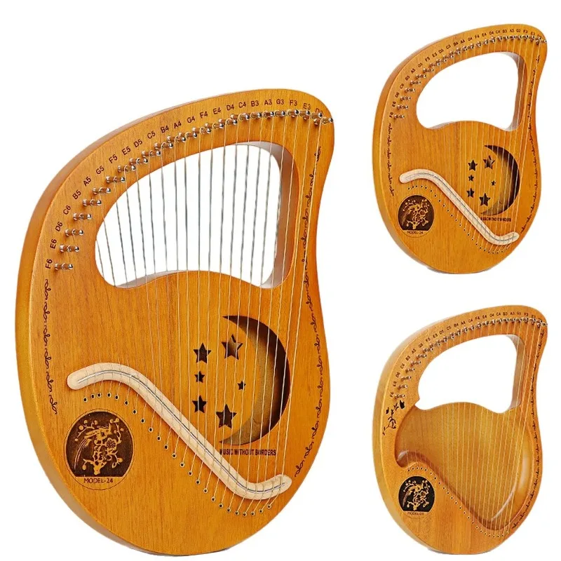 Lyre Harp 16 19 21 24 Strings Wooden Lyre Harp Portable Musical Instrument Stringed Instrument for Beginner Gift Wholesale