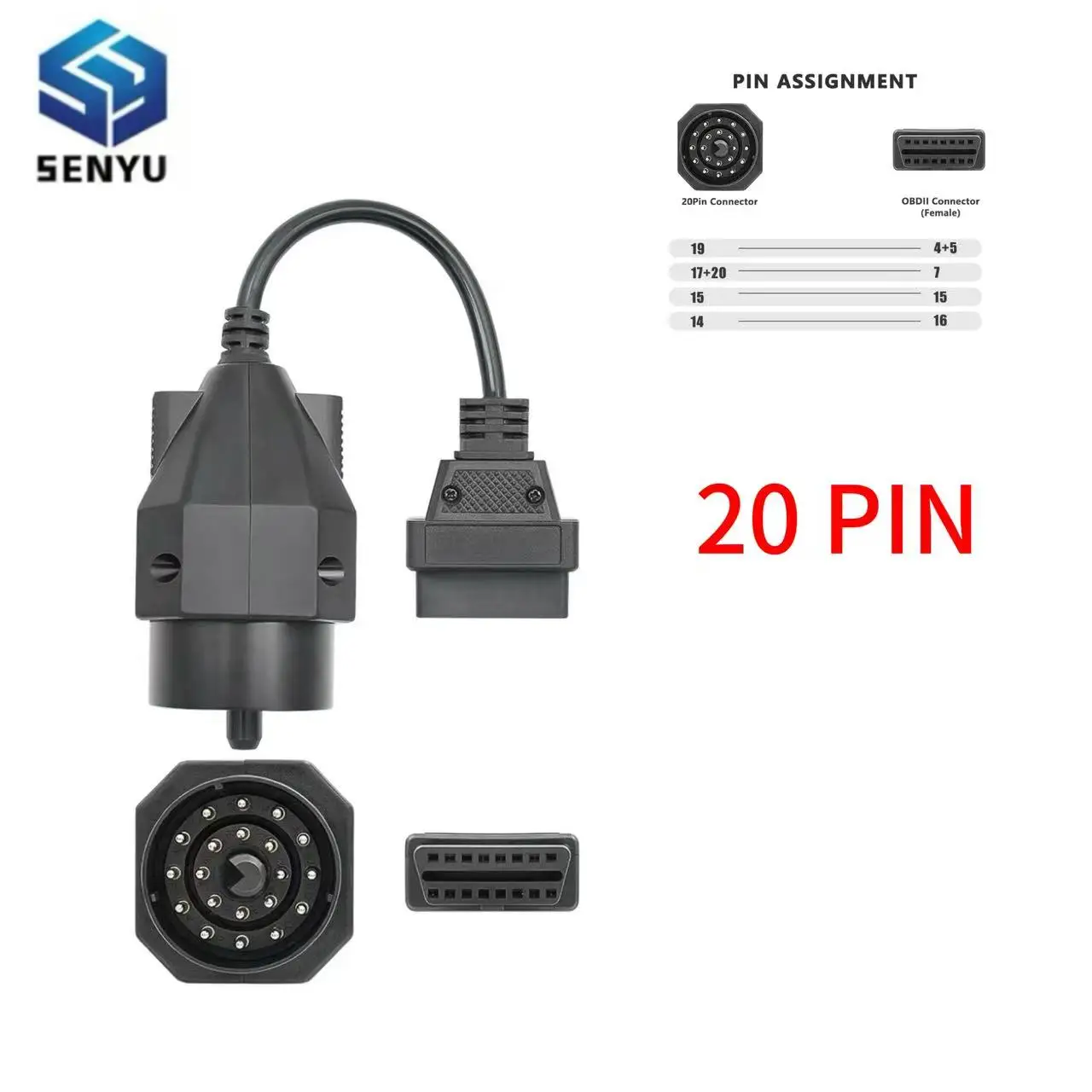 

Кабель-удлинитель OBD2 с 20-контактного на 16-контактный разъем, женский, для диагностики автомобилей, для старых моделей с 20-контактным разъемом