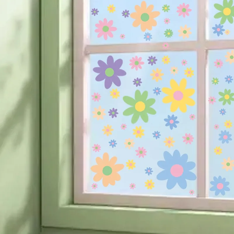 Spring Fresh Floral Static Stickers for Windows Glass Door Entryway Decor Removable No Residue Home Decoration view 2