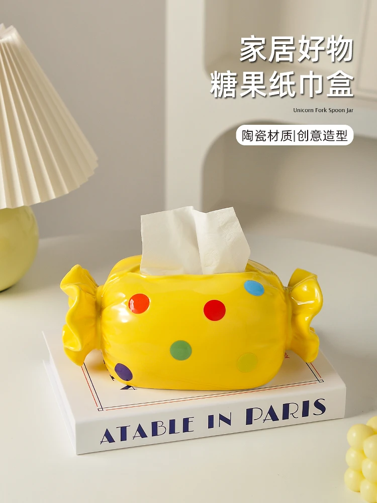 

Ceramic Candy Tissue Box, Living Room, High-end Sense, Light Luxury Storage, Pumping Carton, Creative Design Sense, Dining Table
