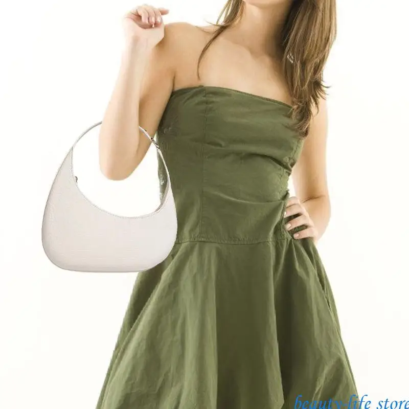 

Women PU Leather Shoulder Bag Autumn Winter Armpit Bag Fashion Half Moon Bag 517D