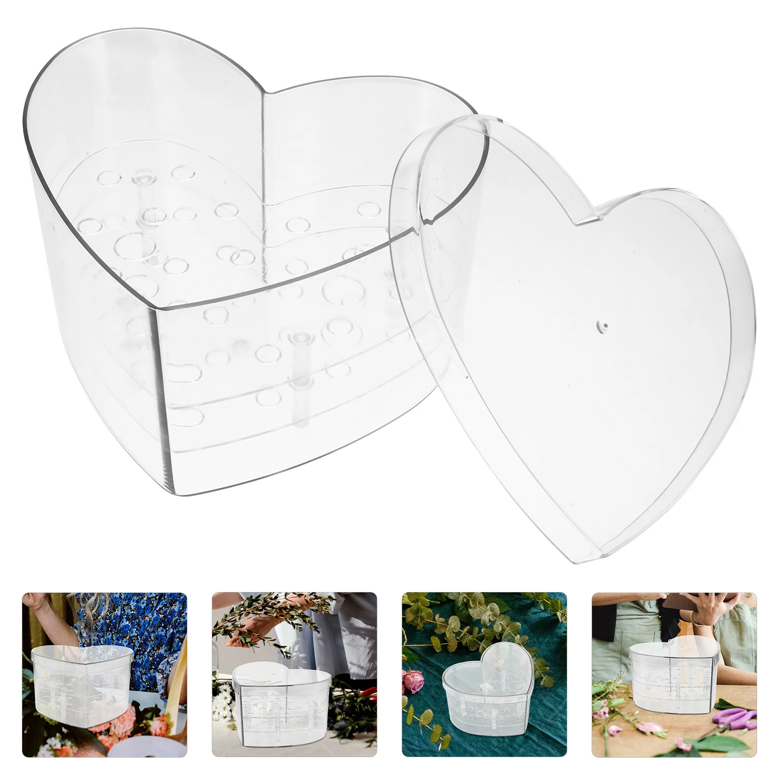 

Heart -shaped Decorative Box Eternal Flower Case Acrylic Rose Vase Arrangements Clear Holder Container Boxes for