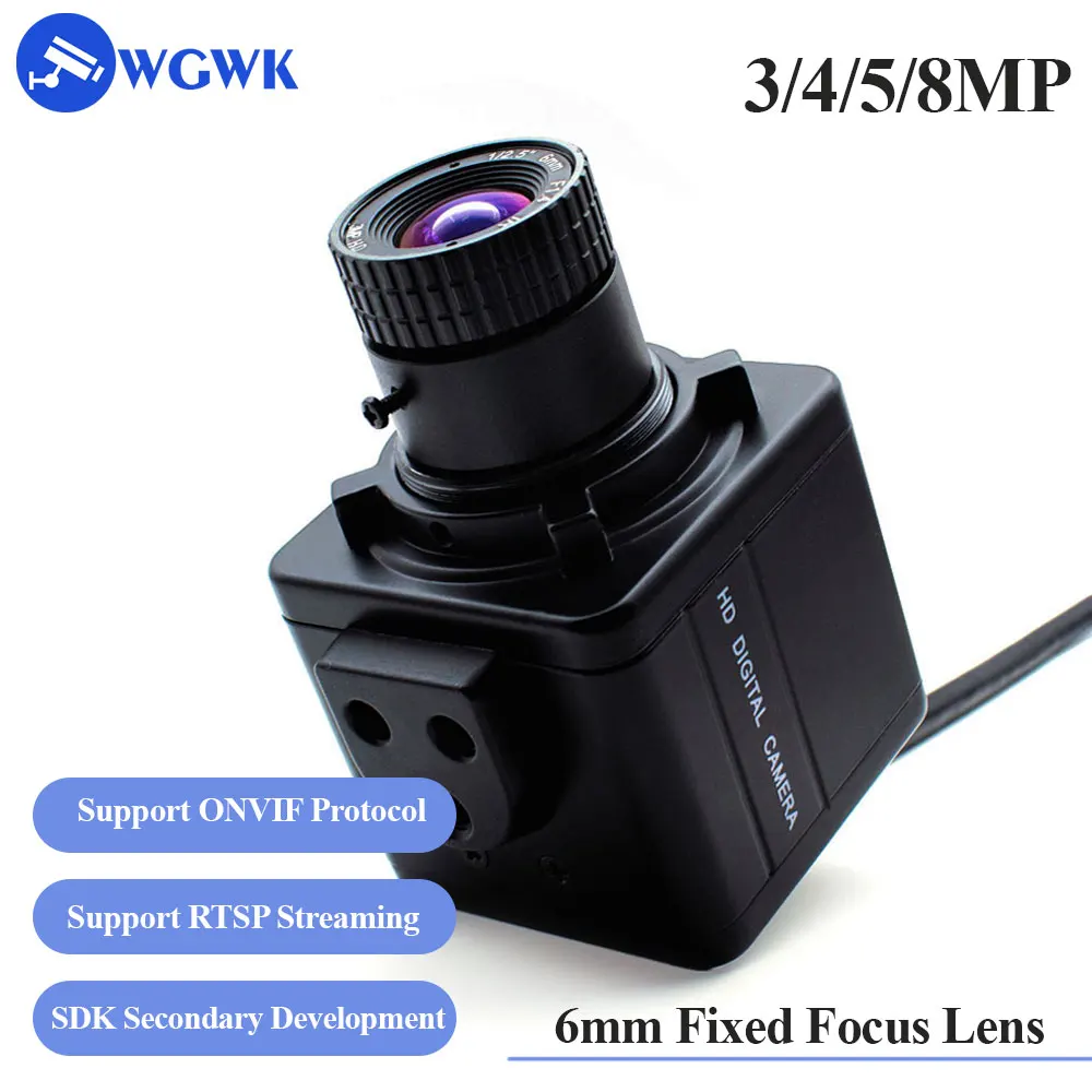 

WGWK Mini Camera 3/4/5/8MP CMOS Security CCTV POE H.265+ With 6mm Fixed Focus CS Lens P2P IP POE48V Onvif Industrial Camera