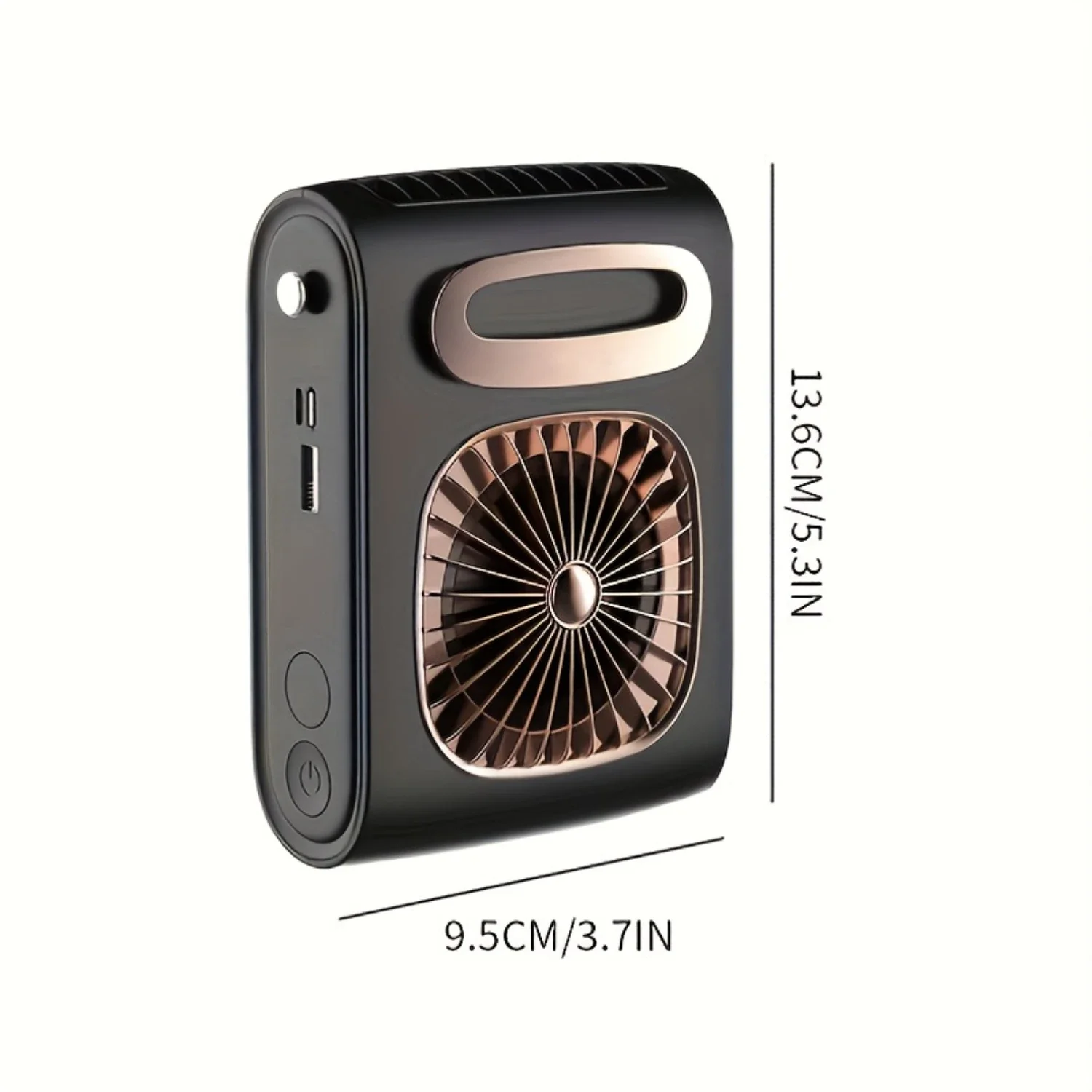 Draagbare nekventilator, USB oplaadbare handsfree taille-hangende ventilator, persoonlijk koelapparaat, 3 snelheden, compact torenontwerp, voor O