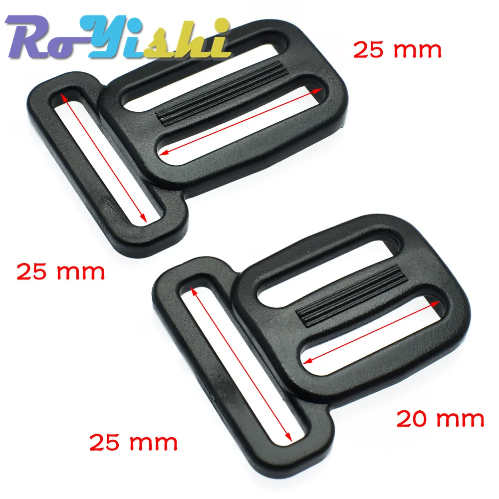 10 Pcs/Pack Plastic Multi-fonction Slider Tri-Glide Adjust Buckles Dog Collar Harness Backpack Straps Bag Parts