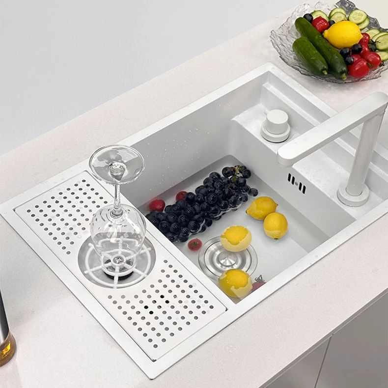 Small SUS304 Invisible Multifunctional Bar Sink with Hidden Cup Washer, No Faucet
