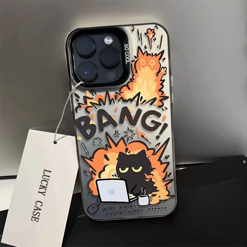 Чехол для телефона Work Explosion Cat для iPhone 16E X XR XS 7 8 SE 14 15 16 Plus Pro 11 12 13 Pro Max, матовый жесткий чехол из ТПУ IMD Funda Чехол для телефона Work Explosion Cat для iPhone 16E X XR XS 7 8 SE 14 15 16 Plus Pro 11 12 13 Pro Max, матовый жесткий чехол из ТПУ IMD Funda
