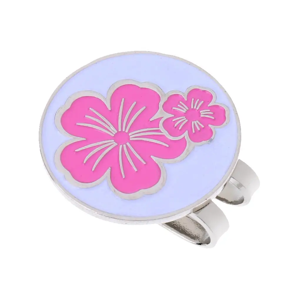 Golf Ball Marker Magnetic Detachable Hat Clip Pink Purple Flower Women Sport Golf Accessory for Cap view 5