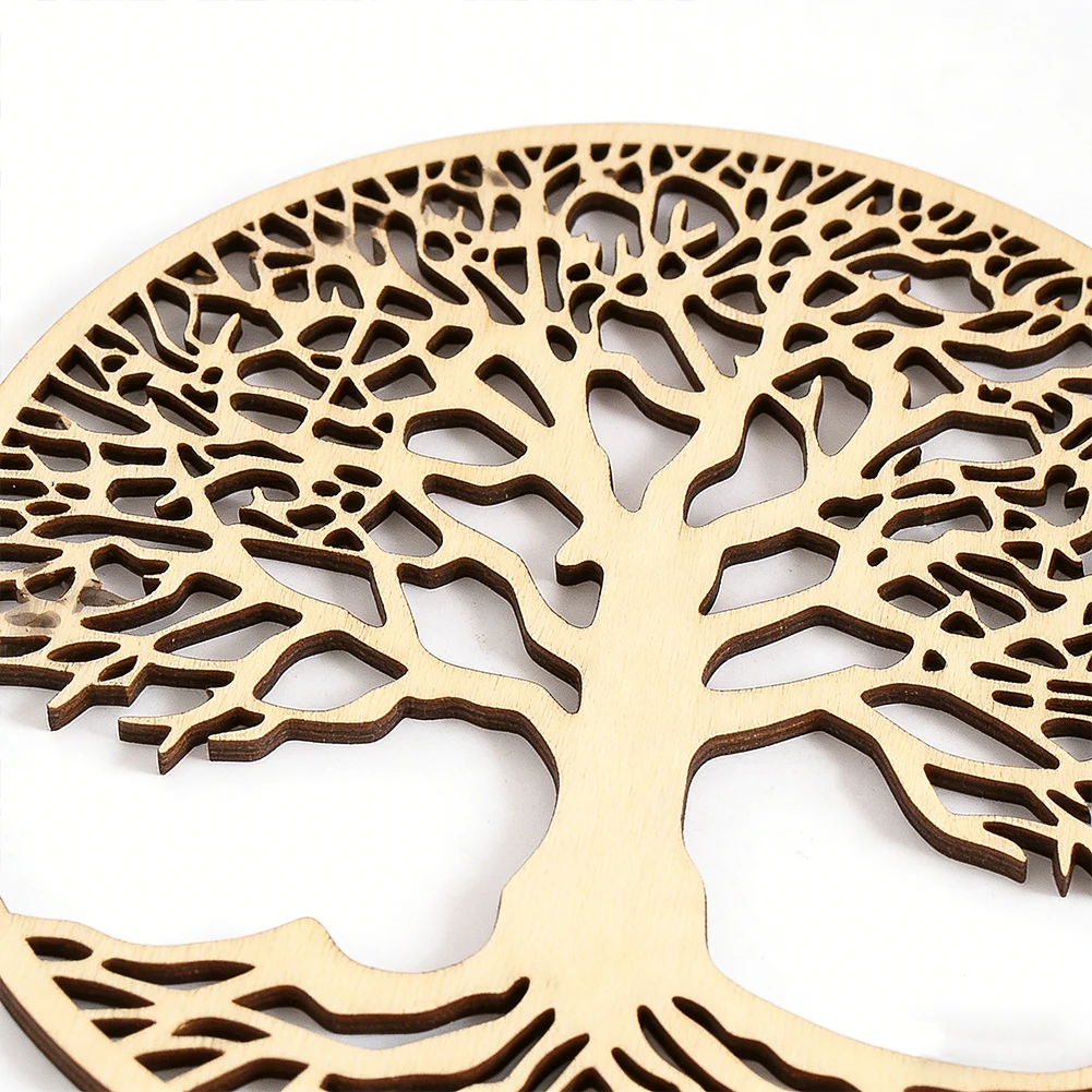 

5/10PCS 10/15CM Tree of Life Wooden Coasters Circular Hollow Wall Hanging Yoga Meditation Sacred Craft Home Decoration