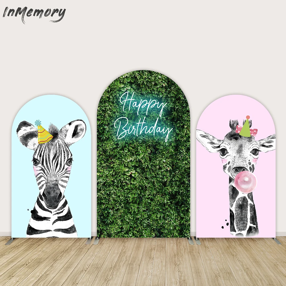 

Animals Safari Party Arch Backdrop Covers Wild One Boy Baby Shower Background Wall