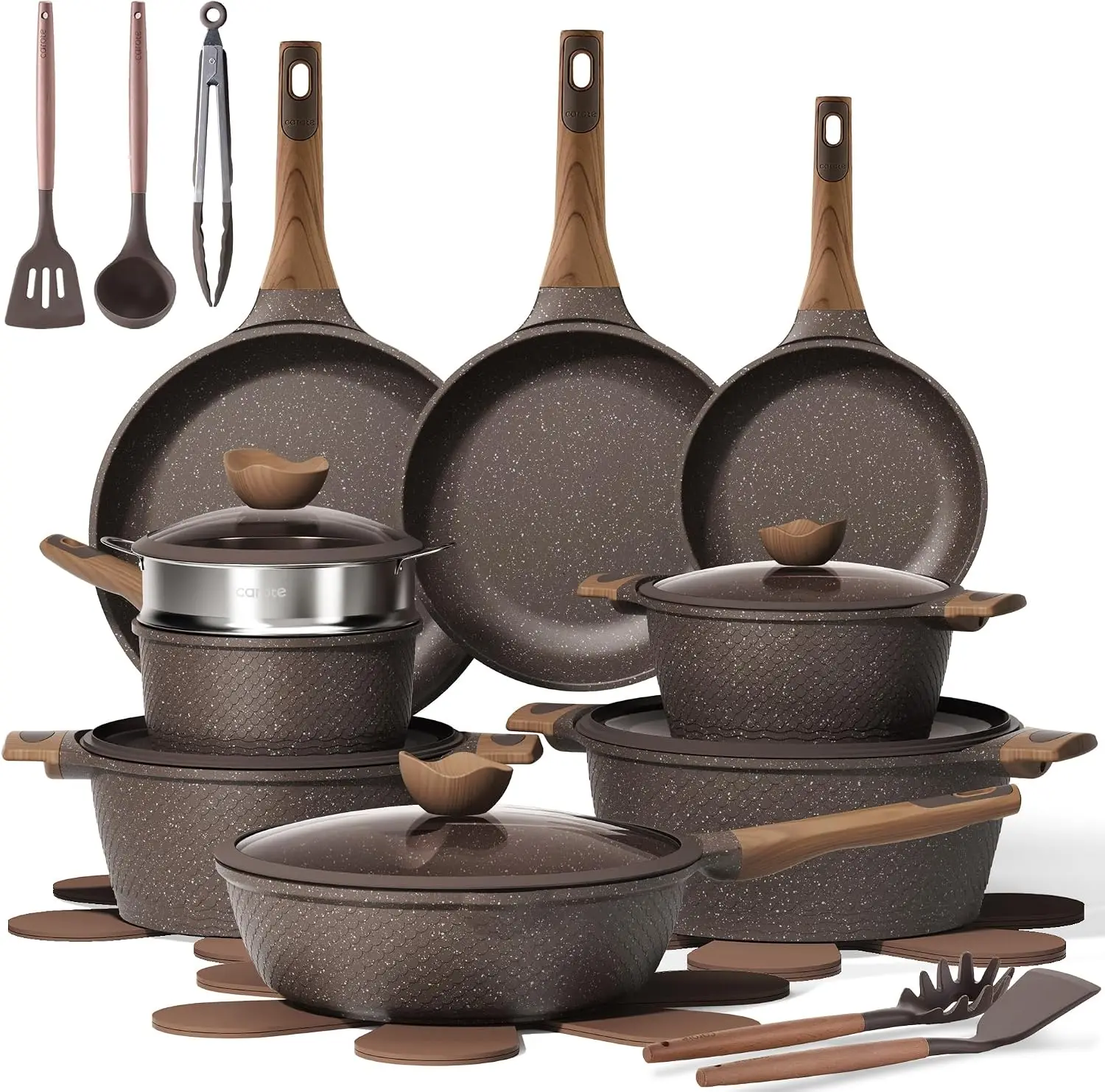 26Pcs Pots Pans Set Nonstick Cookware Sets Induction Kitchen Cooking Set Special Texture Design Ultra Durable Easy Food Release