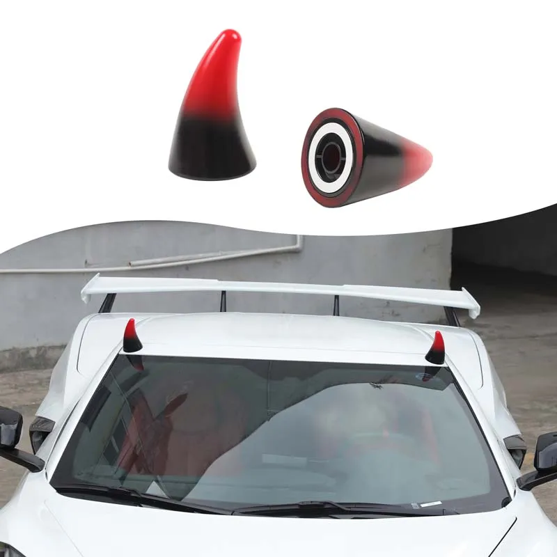 

2Pcs PVC red For Chevrolet Corvette C8 2020+ car roof decoration horn three-dimensional sticker car modification accessories