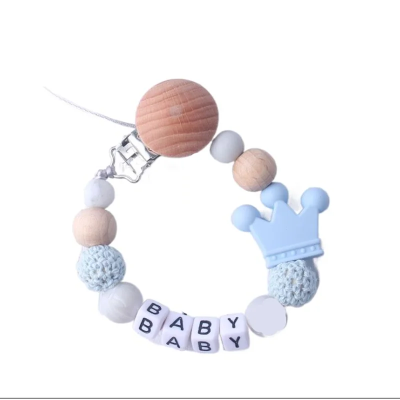 Catene per ciuccio in silicone fatte a mano con nome personalizzato Catena per dentizione sicura Massaggiagengive per bambini Catena porta ciuccio ecologica con clip