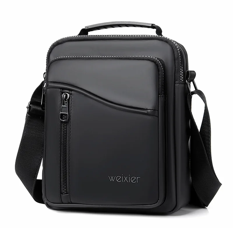 WEIXIER Men Business Trendy Crossbody Bag Casual Sports Cycling Bag Brand PU Leather Waterproof Shoulder Bags Briefcase Handbag