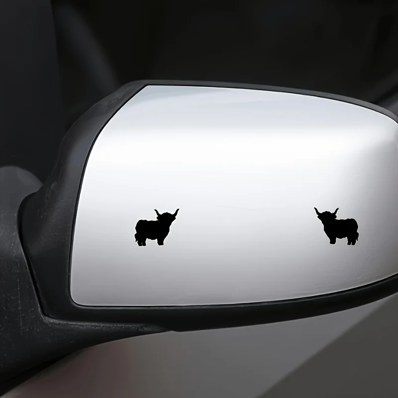 Highland Cow Sticker Mini Car Mirror Vinyl Decal Cute Cowboy Silhouette Waterproof Auto Home Outdoor Decoration