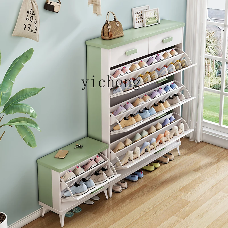 

LSL ultra-thin tipping bucket shoe cabinet, integrated door-to-door entrance cabinet, shoe rack against the wall