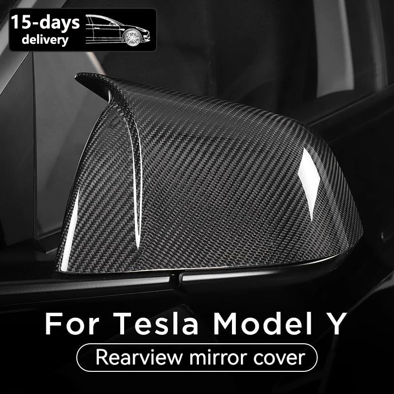 For Tesla Model Y 2019-2023 Rearview Mirror Cover ABS+Carbon Fiber Reversing Mirror Cover Car Modification Accessories