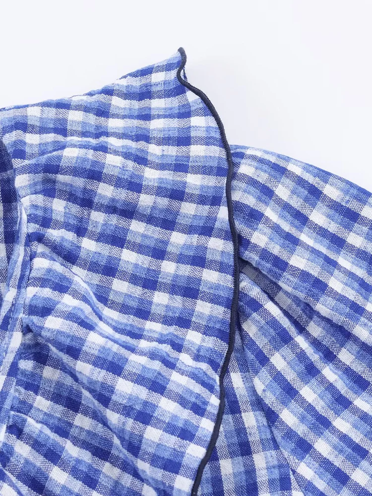 Estilo europeo y americano otoño nueva tendencia de moda casual ropa de mujer diseño sentido pequeña camisa decorativa en capas a cuadros