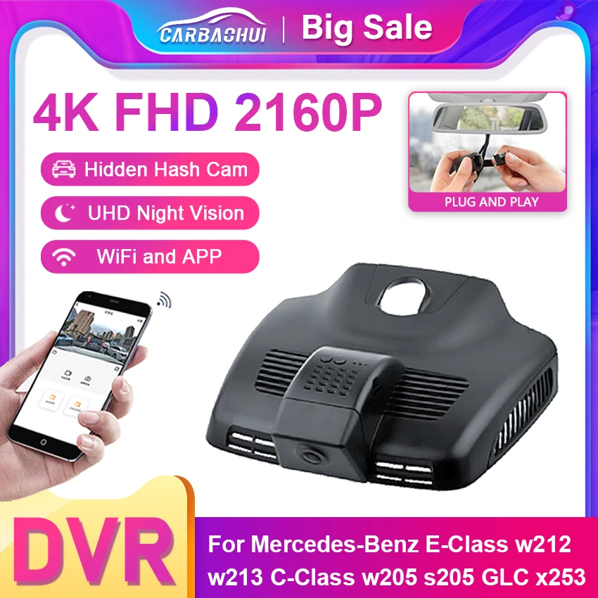 New Plug And Play Dashcam 4K 2160P Hidden Wifi Car Dvr Dash Cam for Mercedes Benz E Class w212 w213 C Class w205 s205 GLC x253