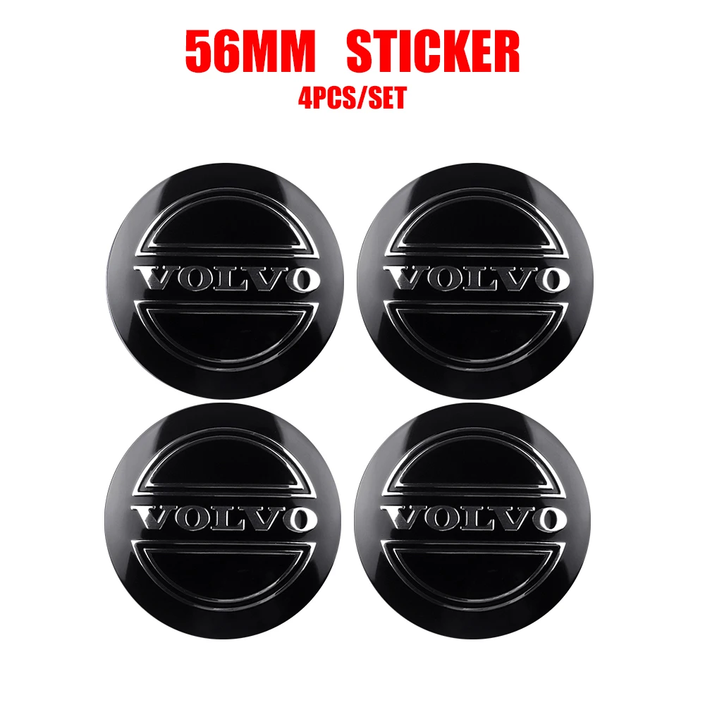 4 Pièces Cache-moyeux Autocollants Volvo 56mm - Capuchons Jantes C30 C40 V40 S60 S90 XC40