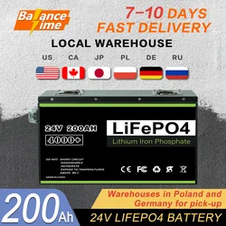 BalanceTime-batería LiFePO4 mejorada, 12V, 24V, 48V, 100Ah, 200Ah, 300Ah, 400Ah, nuevo grado A, BMS incorporado para energía Solar, sin impuestos