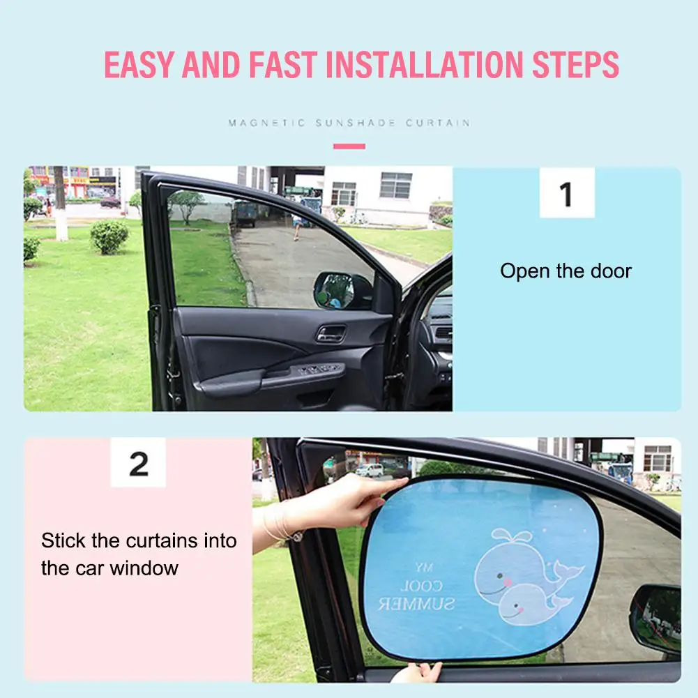 2pcs Car Sunshade Static Absorption Side Window Sunblock Car Sunblock Side Block Cartoon Sunblock Thermal