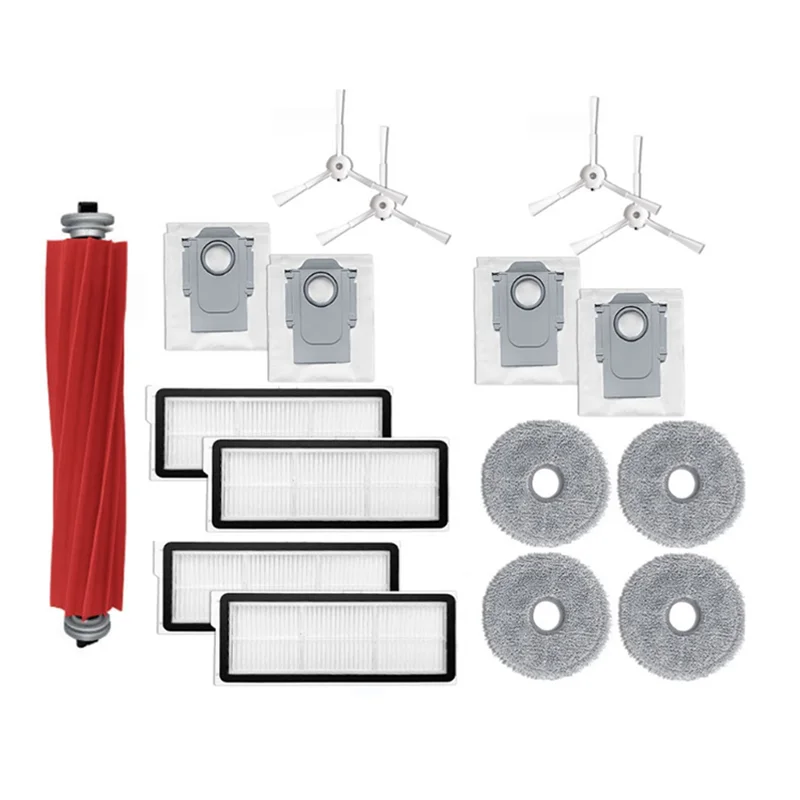 ABRG-17PCS para Roborock Q Revo Maxv / Roborock P10 Pro piezas de Robot aspirador filtro de Cepillo Lateral principal paños de fregona bolsa de polvo