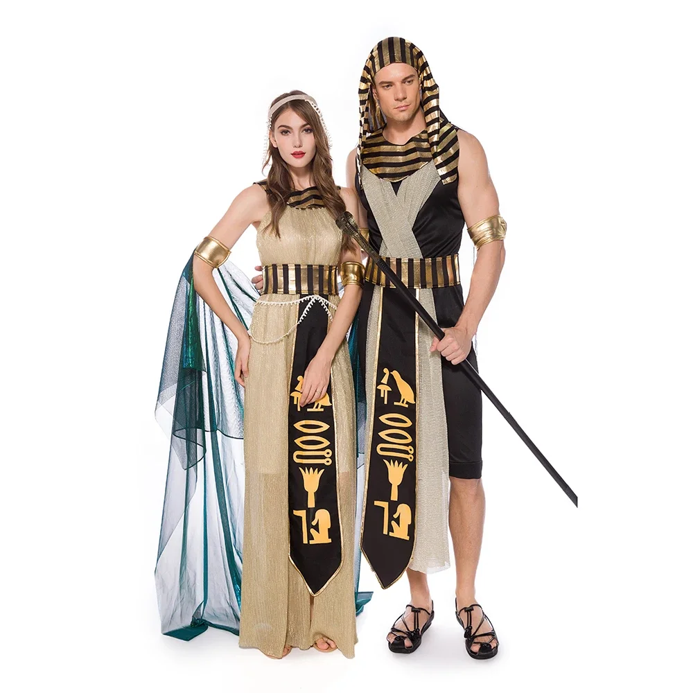 Costume da donna sexy Cleopatra Regina egiziana Cosplay Uomini adulti Costumi da faraone egiziano Vestito da festa operato da Halloween