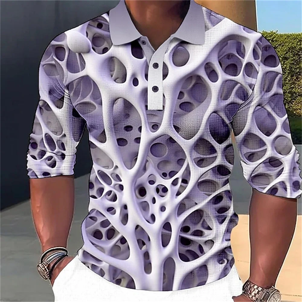 Polo de moda para hombre, camiseta a rayas 3D, Tops de verano de manga corta, camisetas con patrón colorido, ropa informal para hombre