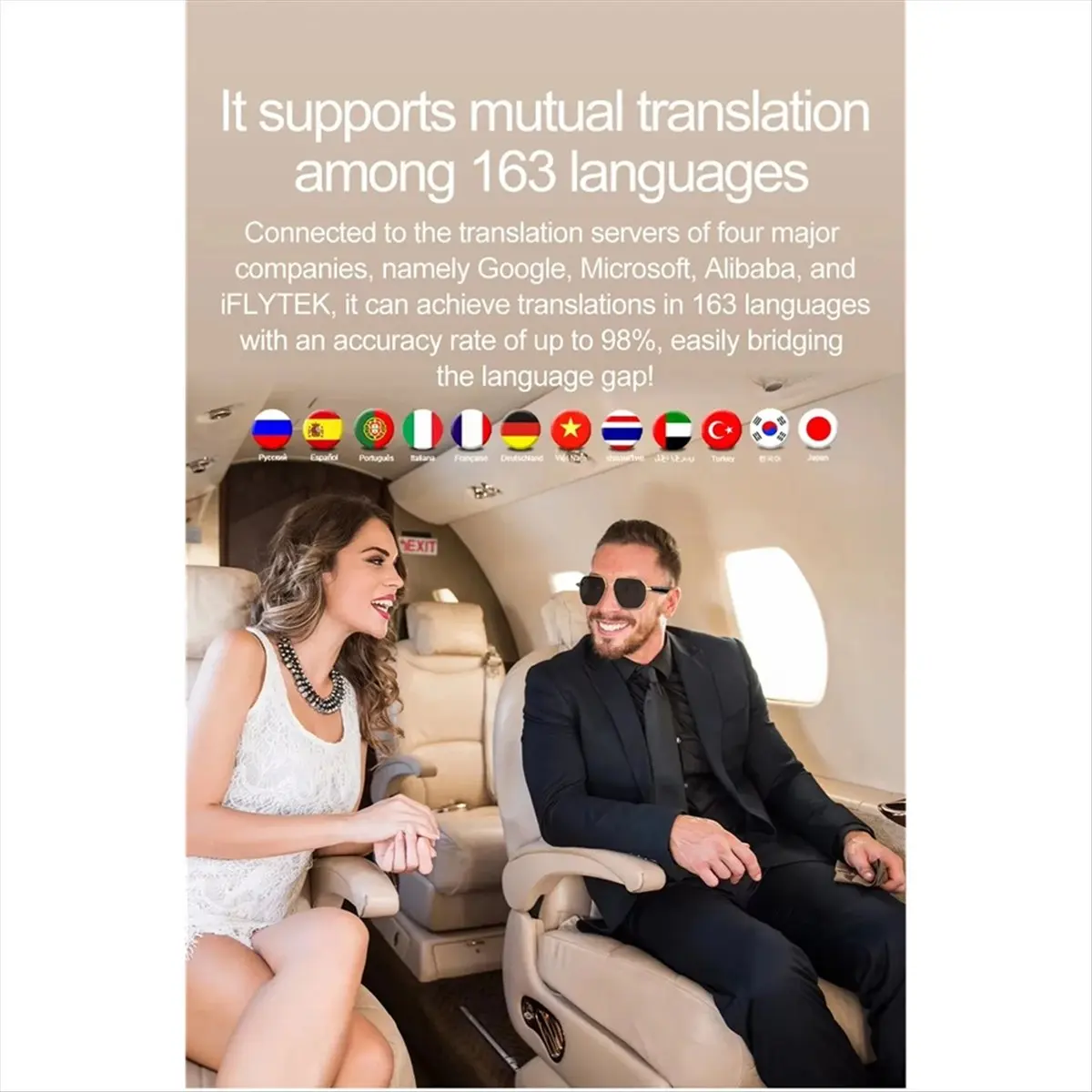 Dynamic W100C Smart AI Translation Glasses Multilingual Voice Translator Eyeglasses BT Call Music Earphone Sunglasses UNISEX