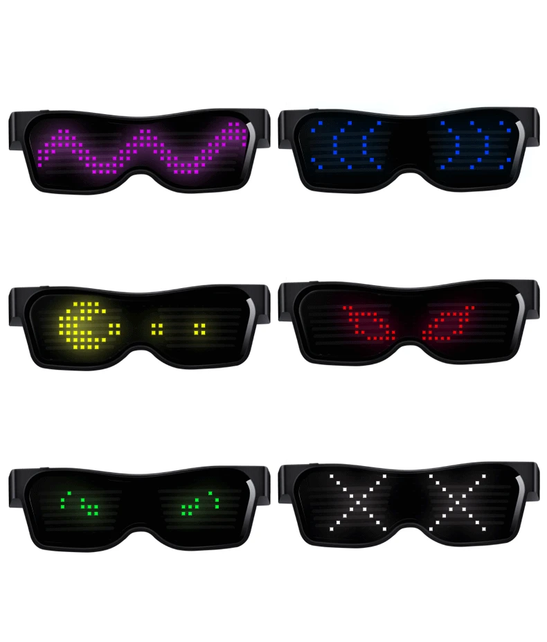 App Control Led Party Glasses Multilingual USB Charge Led Flashing Luminous Eyewear Christmas Concert Party Holiday Sunglasses