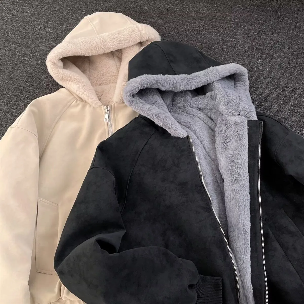 

Модная утепленная кожаная куртка с флисовой подкладкой, мужская свободная хлопковая куртка в американском ретро-стиле с капюшоном, зимняя теплая куртка, хлопковая одежда
