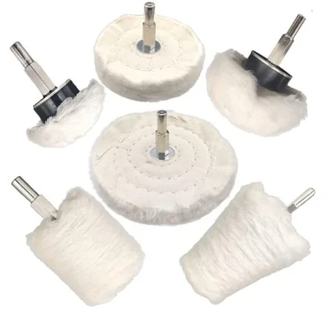 Cotton Polishing Buffing Wheel 6mm Shank Mirror Finish Wheels for Metal Jewelry Wood Cotton Buffing Pads for Rotary Tool