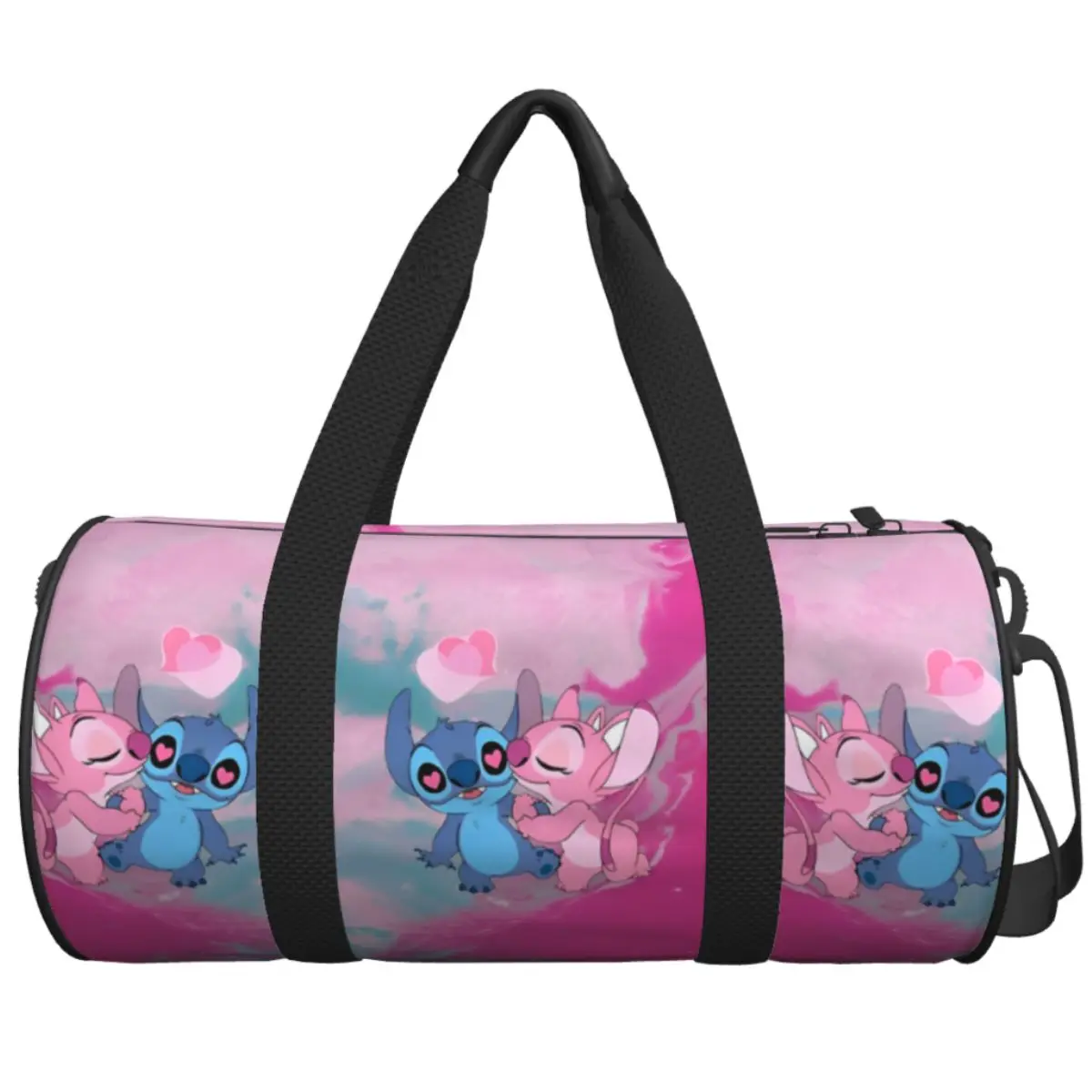 

Pink Lilo And Stitch Angel Travel Bag Training Gym Bag Men Women Pattern Large Vintage Sports Fitness BagsWeekend Handbags