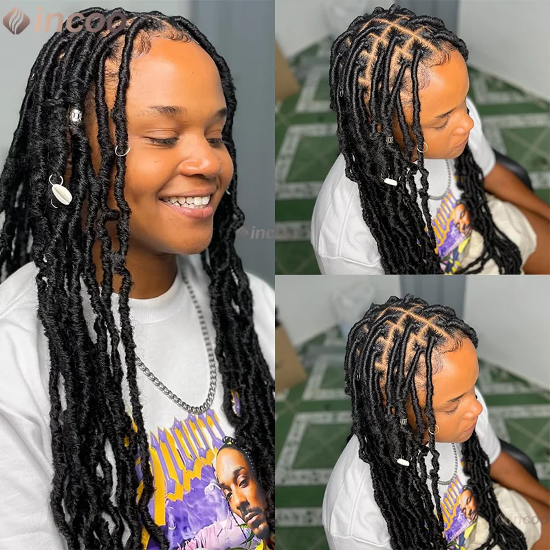 

40 Inch Knotless Box Braided Wigs Synthetic Full Lace Braids Wig For Black Women Goddess Faux Locs Braid Wig for Daily Use