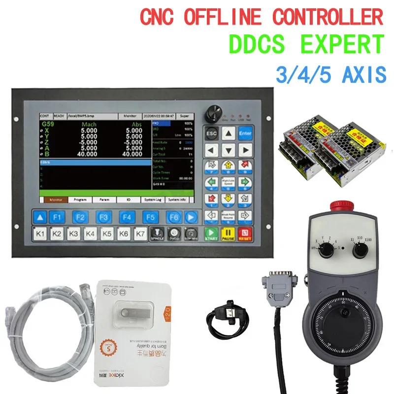 DDCS-EXPERT 3/4/5 Axis CNC Standalone Offline Support Closed-Loop Stepper /ATC Controller Replace DDCSV3.1 Stop MPG