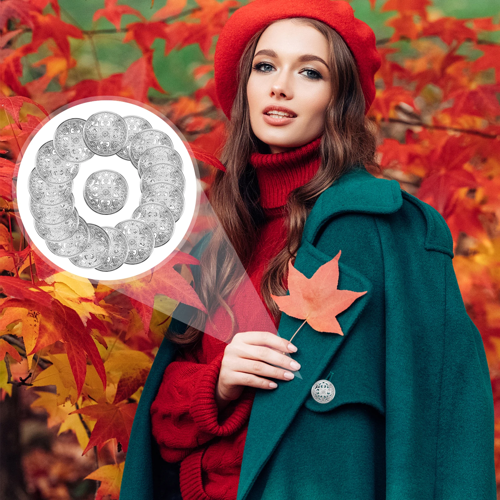 

30Pcs Metal Button Hollow 25Mm for Jacket Sewing Fastener DIY Clothes Coat Decoration Metal Button for Coat Sewing Fastener