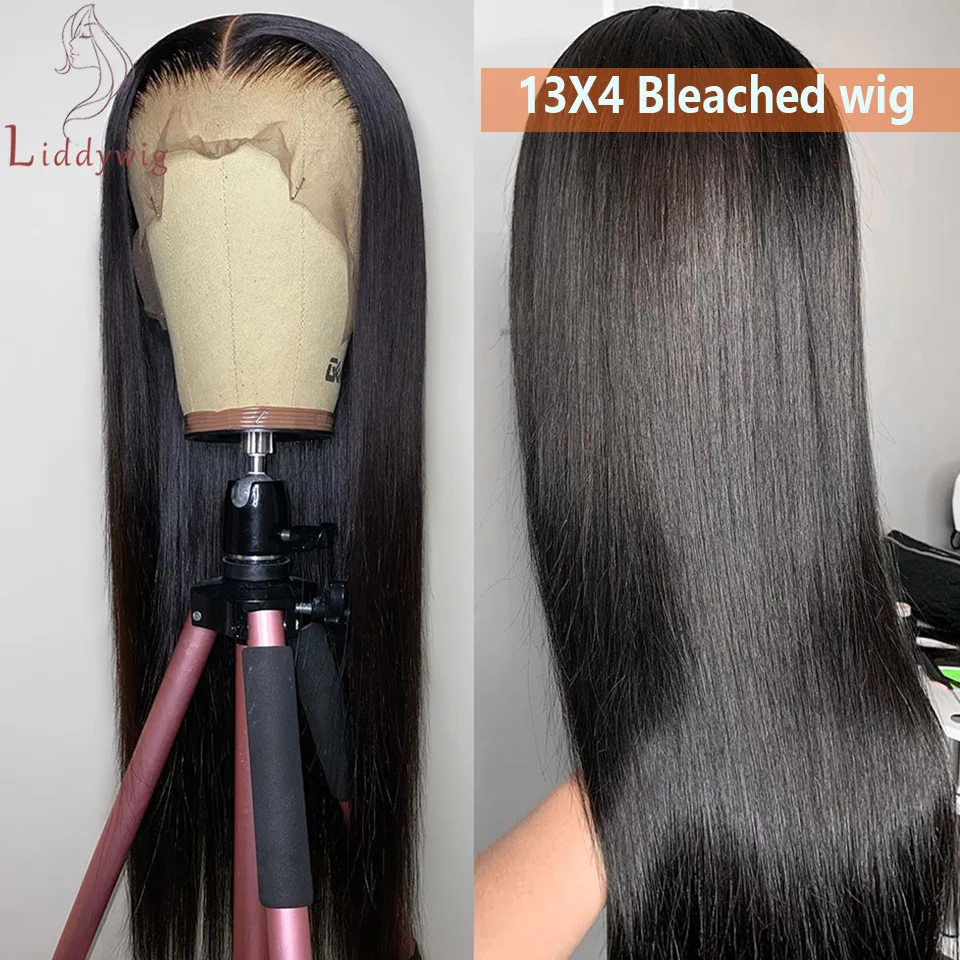 

Bleached Knots Invisible HD Lace Straight Hair 13x4 Lace Front Wig Pre Plucked Glueless Human Hair Wigs 30 32 Inches Liddywig