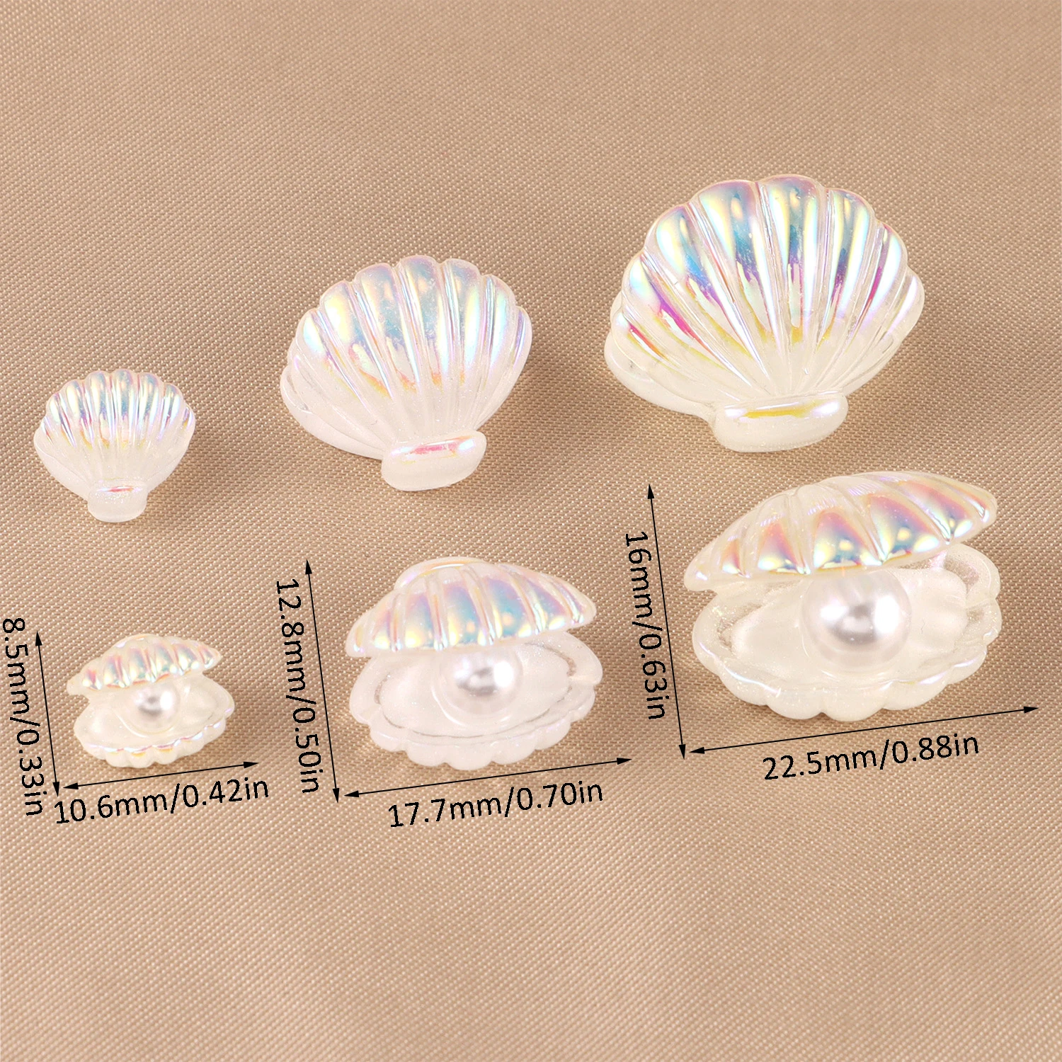 12pcs Cute Pearl Shell Mixed Size Resin Figurine Crafts Flatback Cabochon Ornaments Kawaii DIY Scrapbook Home Decor Accessories