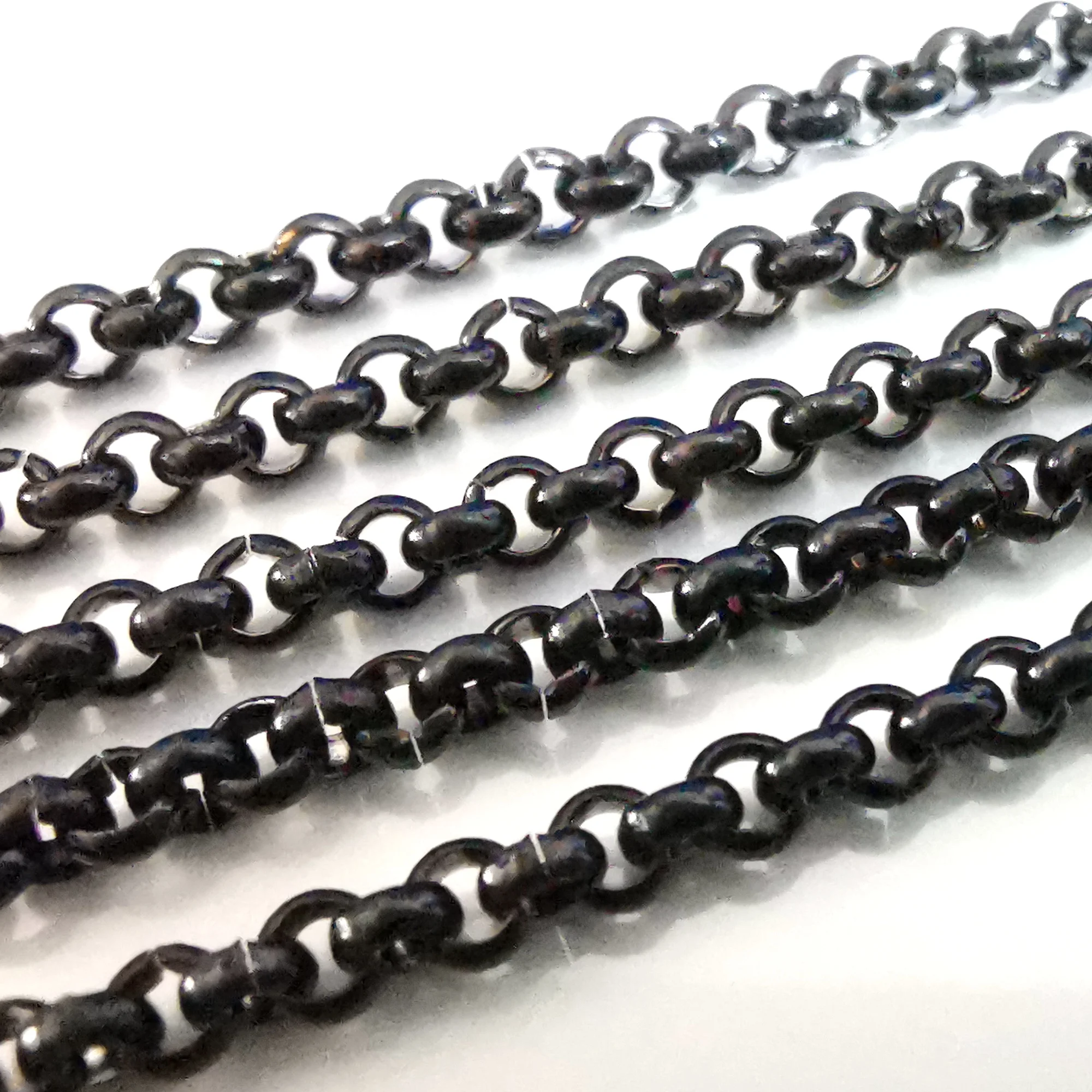 

5meter Lot 2.5mm wide Black Stainless Steel Box Rolo Link Chains Jewelry Findings Marking DIY Necklace