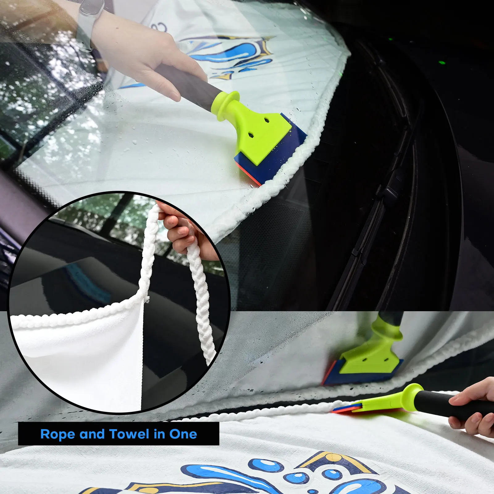 EHDIS Car Dashboard Microfiber Towel With Soak Rope Edge Windshield Cleaning Quick Drying Cloth Panel Cover Window Tinting Tool