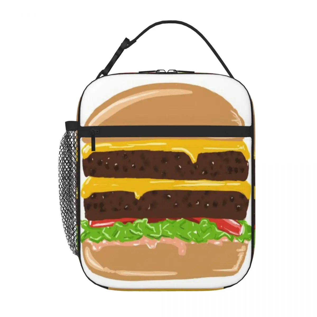 Hot Sale Tasty Double Cheeseburger Double Deck Lunch Tote Family Picnic Work Lunch Bag