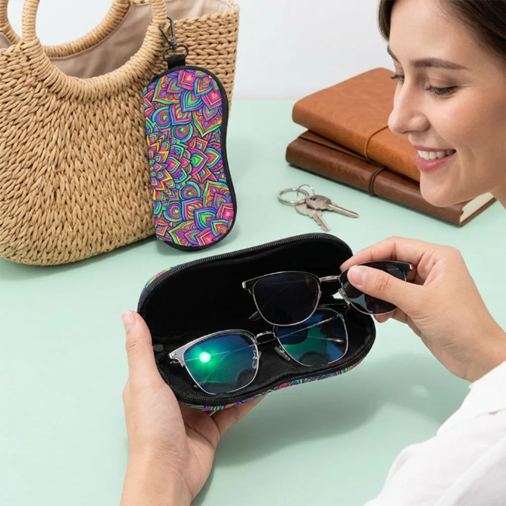 Portable Sunglasses Case Men Women Large Capacity Zipper Eyewear Protector Glasses Pouch With Hook Outdoor Storage Bag
