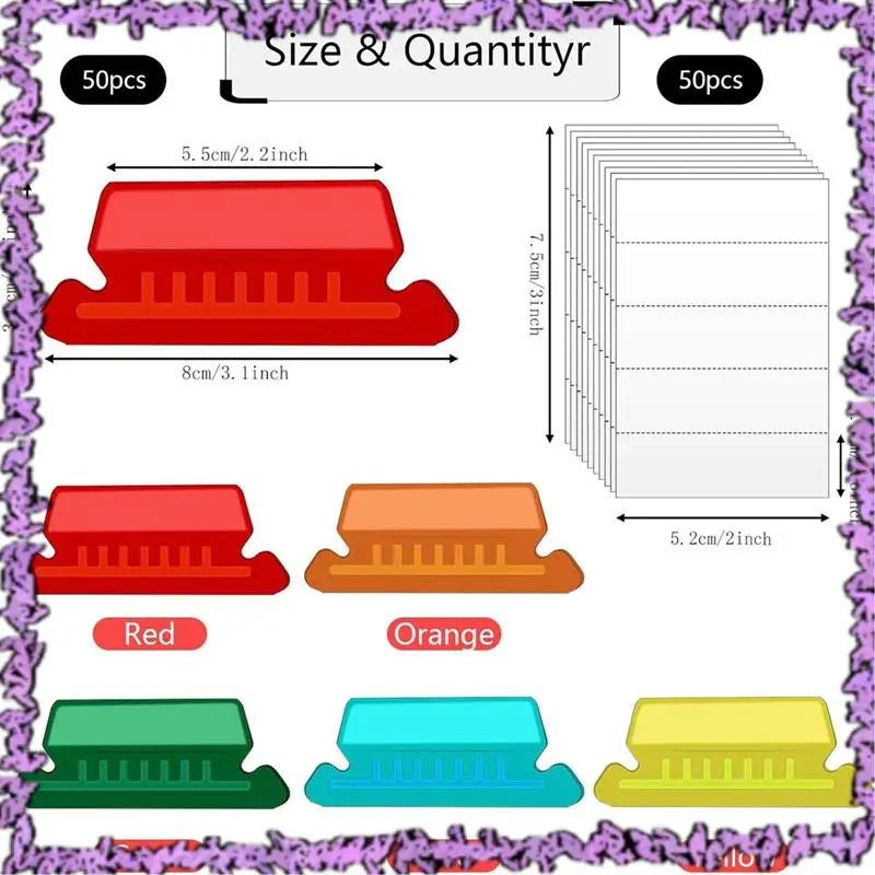 SCLL-50 Pieces Hanging File Folder Labels With 50 Inserts, 2 Inch For Hanging File Folder Labels Hanging File Labels
