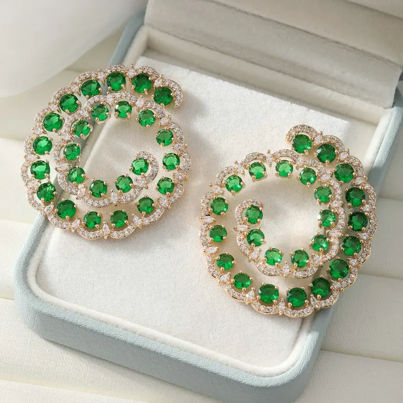 

Bilincolor Green Spiral Earring for Women Wedding