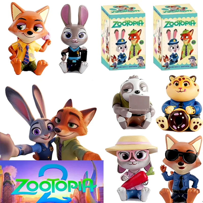 

Серия Disney Zootopia, хорошие сидячие слепые коробки, фигурки с героями мультфильмов «Джудит и Ник Флэш Финник», настольные украшения, детский подарок на день рождения