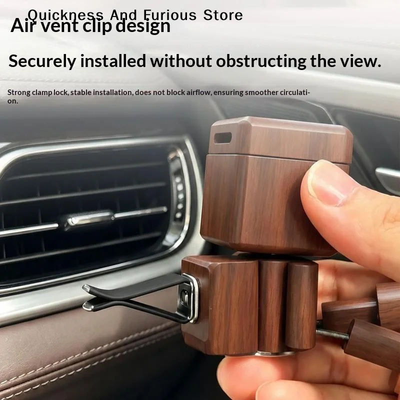 【MO】Solid Wooden Car Air Freshener Movable Figurine Car Interior Decoration Desktop Ornament Ideal Gift For Friends